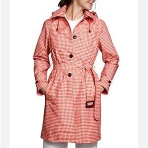 Lands' End Red Gingham Trench Coat